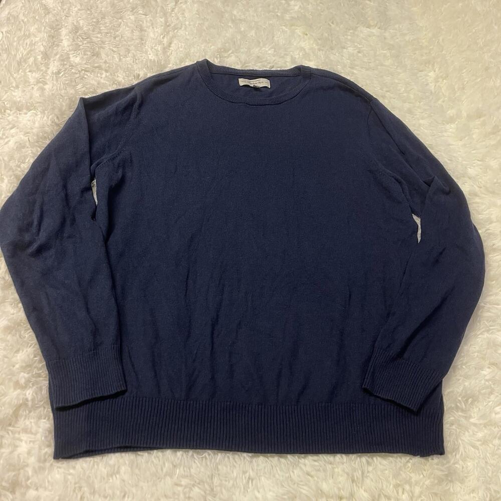 Men's Hawker Rye Cotton Cashmere Pullover Sweater  Size L Blue
